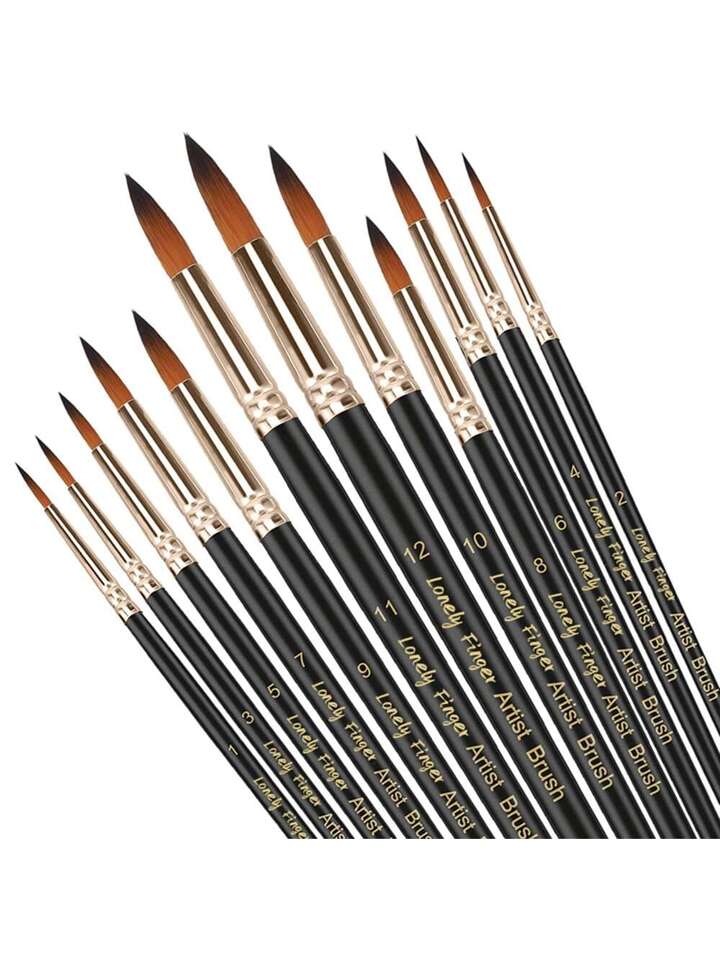 12pcs Paint Brushes Set Professional Paint Brush Round Pointed Tip